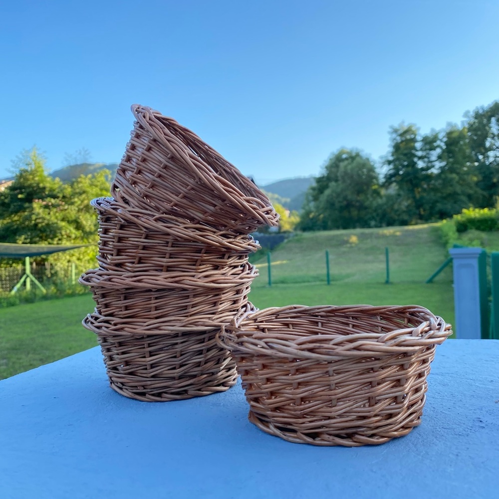 NEW Set of 5 Wood Hand Woven Braided Basket, Plant Hanger, Wood Wicker Basket